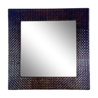 Miroir carré encadrement - cuir design