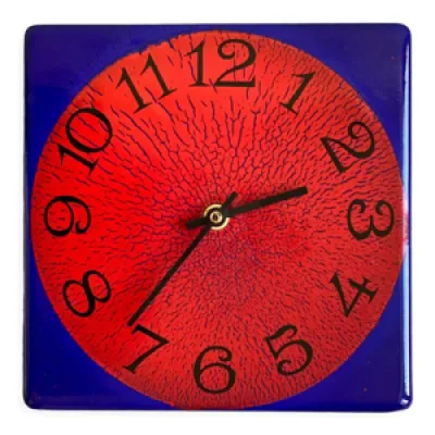 Horloge murale carrée - bleu rouge