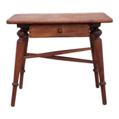 Table basse bois avec tiroir d'appoint chevet, bout canapé vintage
