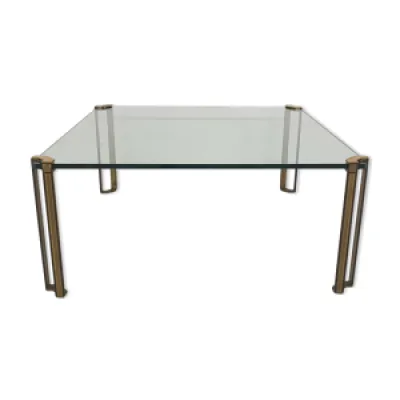table basse carrée en - laiton verre