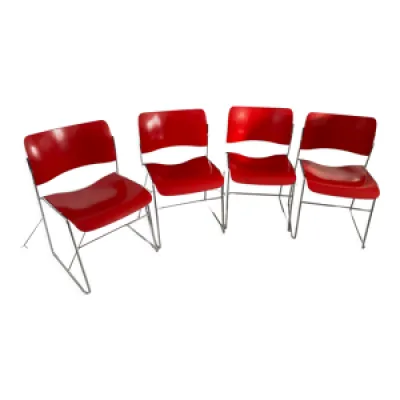 4 chaises David Rowland - bois rouge