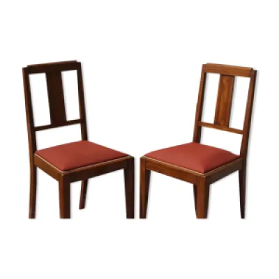 Set de 2 chaises en bois - simili cuir marron