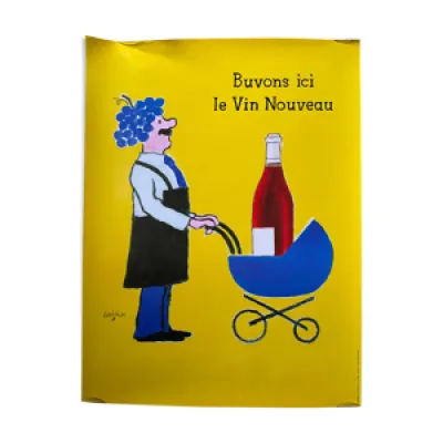 Affiche originale Buvons - vin