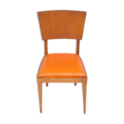 Chaise vintage en bois - assise simili cuir