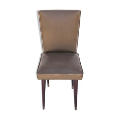 Chaise vintage en bois - simili cuir vert