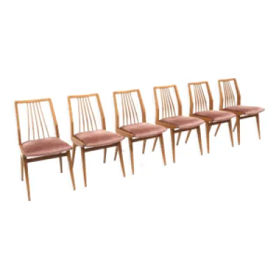 Lot de 6 chaises en velours - rose