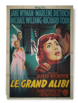 Affiche grand alibi originale - 1950 ancienne
