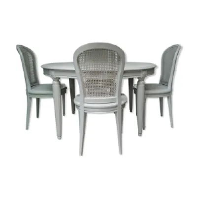 Table art deco rallonge - chaises gris