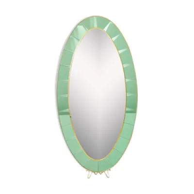 Miroir Italien oval laiton - cristal vert