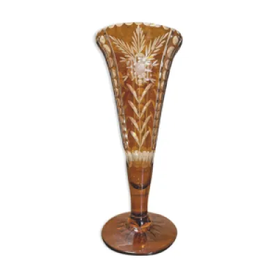 Vase cornet cristal doublé, - floral