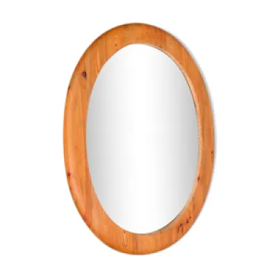 Miroir mid-century ovale - pin massif