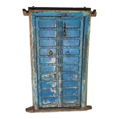 Porte ancienne en bois - bleue