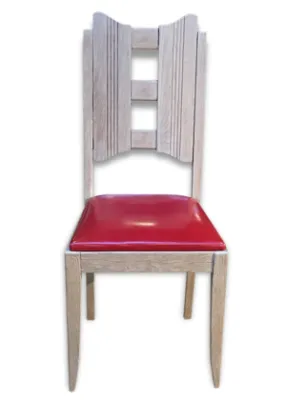 Chaise en chêne & skaï - rouge