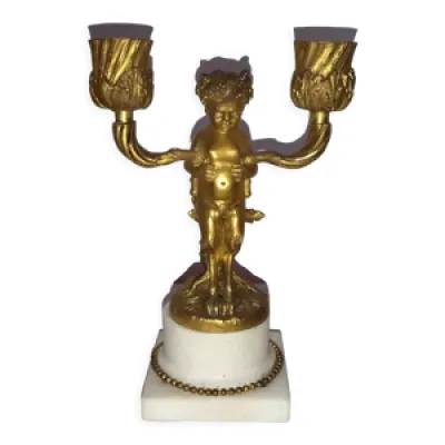 bougeoir chandelier satyre - bronze