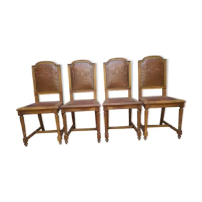 Set de 4 chaises style - cuir louis