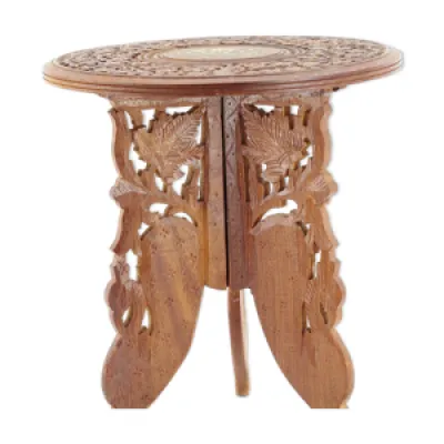 Table bois indienne sculptée
