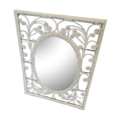 Miroir en rotin blanc - style