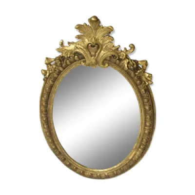 miroir ovale doré -