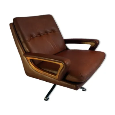 fauteuil pivotant cuir - bois