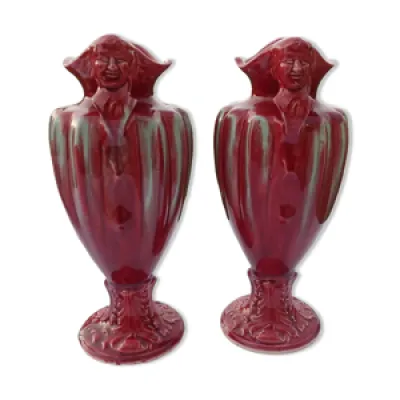 Paire de vases anciens - barbotine