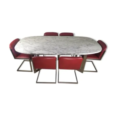 Table design marbre 6 - 1970 chaises