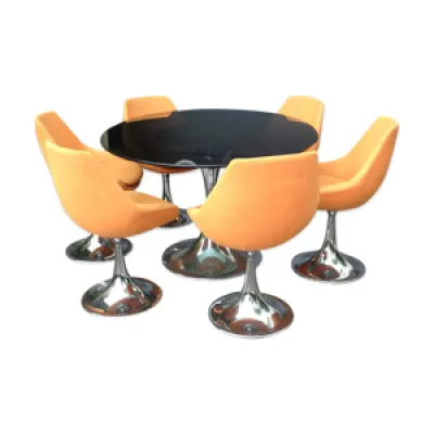 Table pied tulipe + 6 - chaises