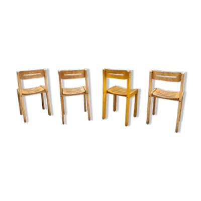 Série de 4 chaises en - bois