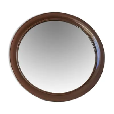 Miroir brun rond en plastique - 35cm