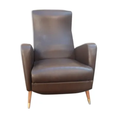 fauteuil en simili cuir - brun