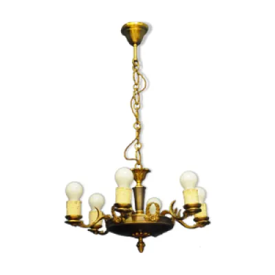 6-spoke brass chandelier