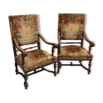 2 fauteuils trône néo - renaissance