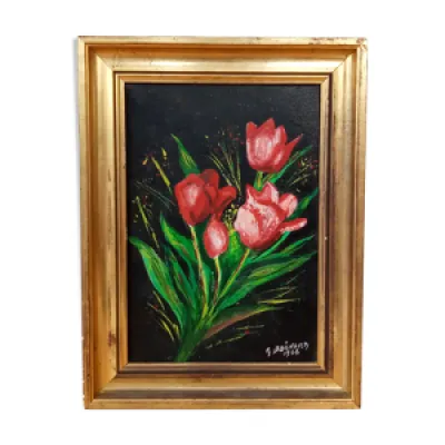 Peinture bouquet de tulipes - toile