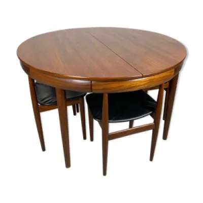 Table ronde et chaises - afromosia
