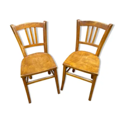 Paire de chaises bistrot - bois 1950