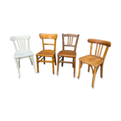 4 chaises bistrot dépareillé - bois