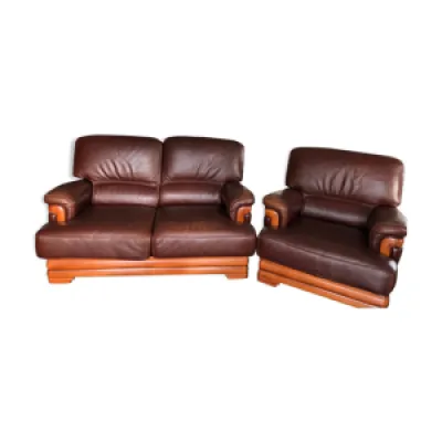 Canapé et fauteuil en - cuir