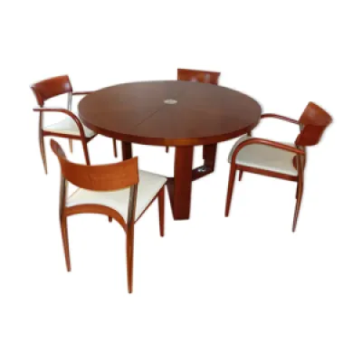 table ronde à rallonge - chaises