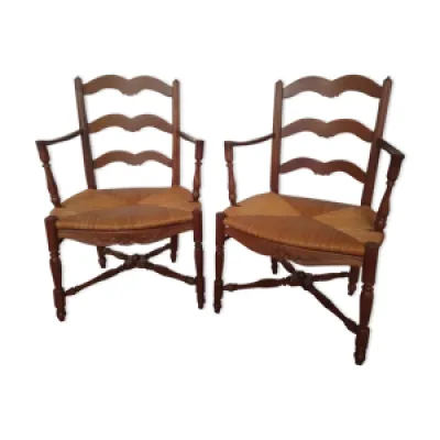 2 fauteuils en bois assise