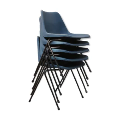 Lot de 5 chaises en plastique - bleu gris