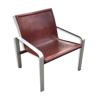 fauteuil cuir et aluminium - annees design