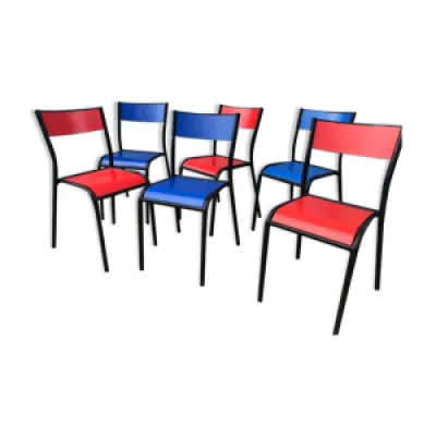 Série de 6 chaises d'école - couleur