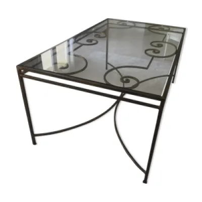 Table  fer forgé bronze - verre