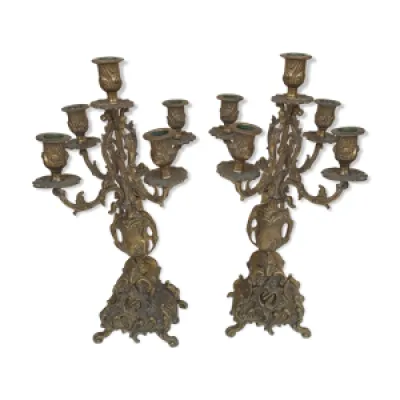 Paire de chandeliers - bronze