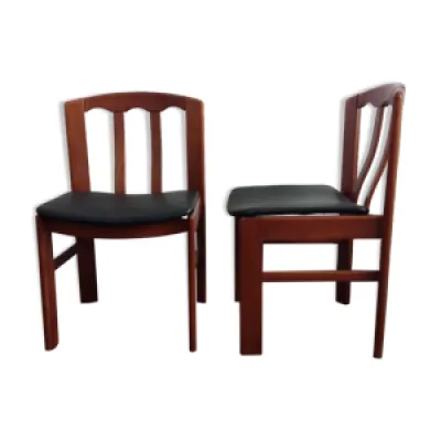 Paire de chaises en orme - cuir