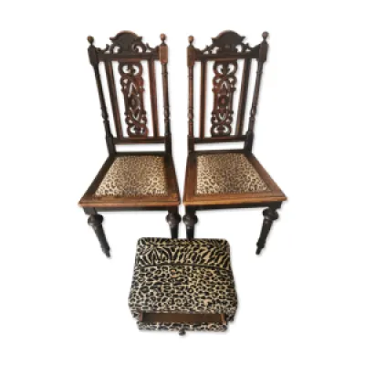Paire ce chaises léopard - style henri