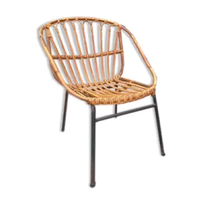 fauteuil en rotin vers - 1960