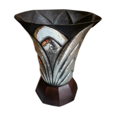 Vase art-deco en étain - delavan