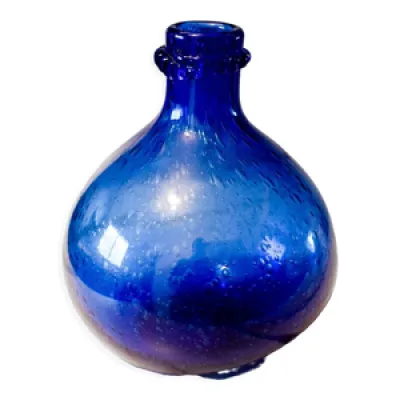 Vase en verre bleu biot