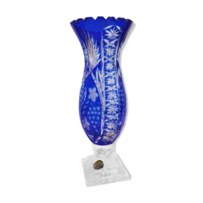 Vase bleu cristal soufflé