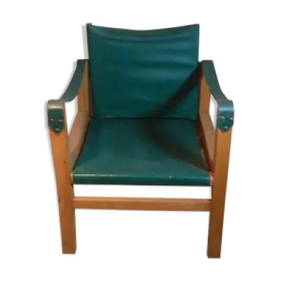 fauteuil en bois et cuir,